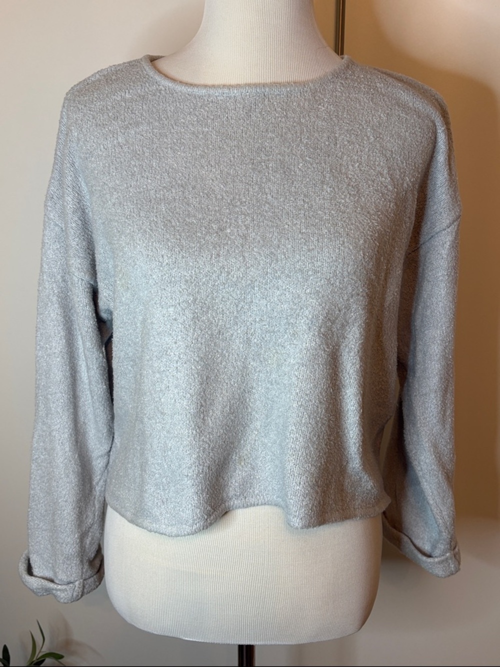 Z Supply Light Heather Gray Cropped Knit Pullover